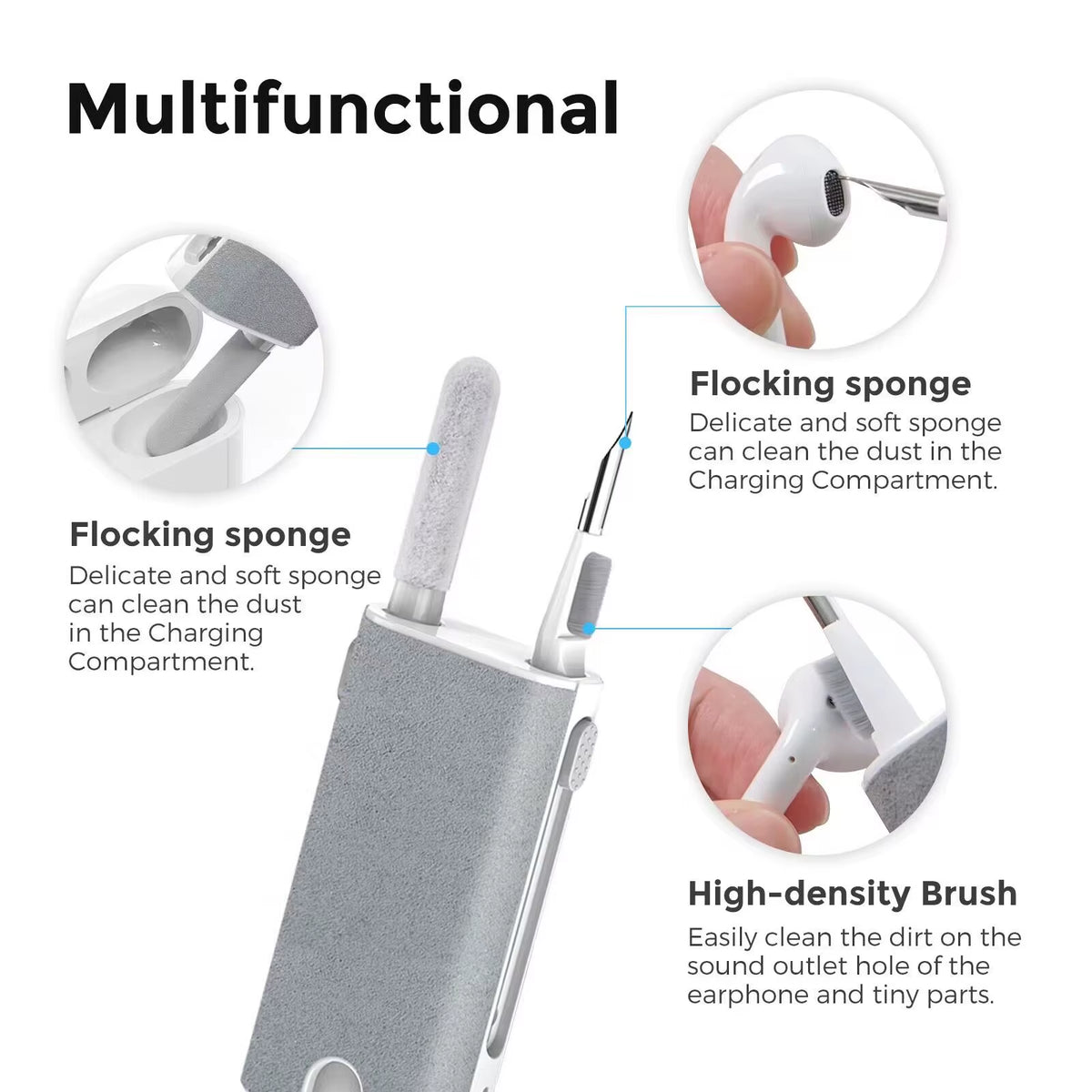 5 in 1 Cleaner Bursh Kit for Bluetooth Earphone Phone Laptop Screen Earbuds Case Cleaning Pen Kit for Airpods Pro 1 2 3 Tablet